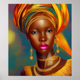 Afrikaanse prinses vrouw 2 gouden sieraden poster