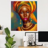 Afrikaanse prinses vrouw 2 gouden sieraden poster (Thuiskantoor)