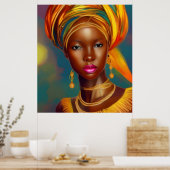 Afrikaanse prinses vrouw 2 gouden sieraden poster (Keuken)