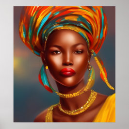 Afrikaanse prinses vrouw 3 gouden sieraden poster