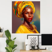 Afrikaanse prinses vrouw 4 gouden juwelen poster (Thuiskantoor)
