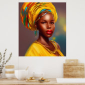 Afrikaanse prinses vrouw 4 gouden juwelen poster (Keuken)