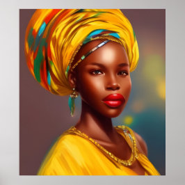 Afrikaanse prinses vrouw 4 gouden sieraden poster