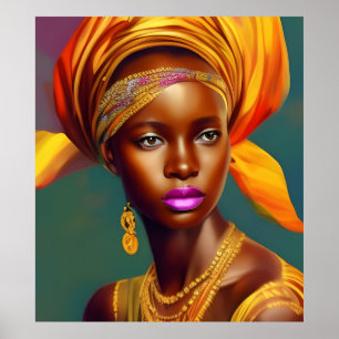 Afrikaanse prinses vrouw 5 gouden sieraden poster