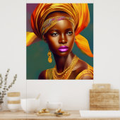 Afrikaanse prinses vrouw 5 gouden sieraden poster (Keuken)