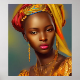 Afrikaanse prinses vrouw 6 gouden sieraden poster