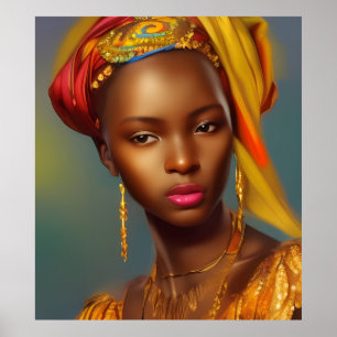 Afrikaanse prinses vrouw 6 gouden sieraden poster
