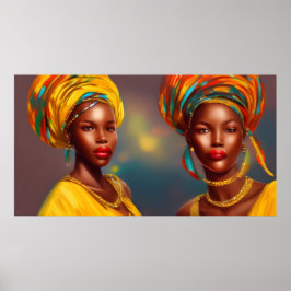 Afrikaanse prinses vrouwen gouden sieraden 3 poste poster