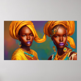 Afrikaanse prinses vrouwen gouden sieraden poster
