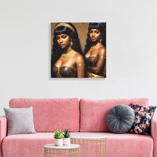 Afrikaanse Prinsessen Zwarte Zusters Kunst Canvas Afdruk (Insitu (Woonkamer))