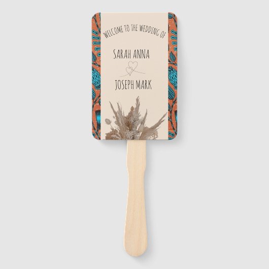 AFRIKAANSE PRINT BRUILOFT PROGRAMMA HAND FAN HANDWAAIER (Voorkant)