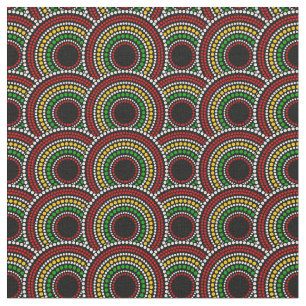 Afrikaanse Print Circles Patroon in Rood Goud Groe Stof