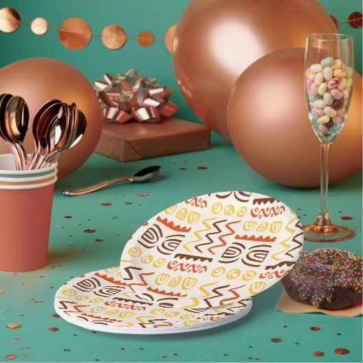 Afrikaanse print papieren feestborden papieren bordje (Multi)