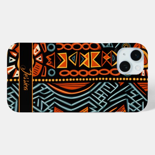 Afrikaanse Print Pattern Gepersonaliseerde naam Case-Mate iPhone Case (Achterkant (horizontaal))