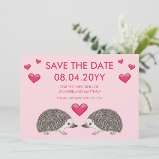 Afrikaanse pygmese egel met hart sparen de datum save the date (Staand voorkant)