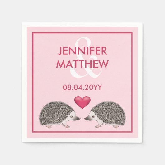Afrikaanse Pygmy-egel met roze hartbruiloft Servet (Voorkant)
