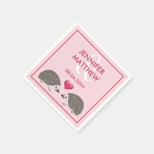 Afrikaanse Pygmy-egel met roze hartbruiloft Servet (Hoek)