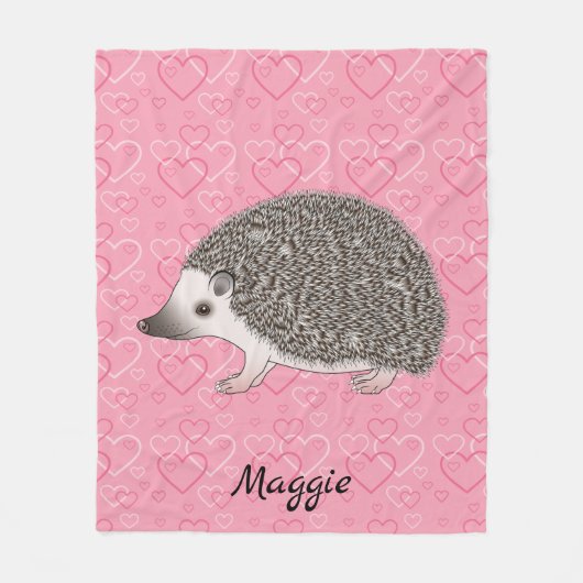 Afrikaanse Pygmy hedgel op roze hartpatroon Fleece Deken (Voorkant)