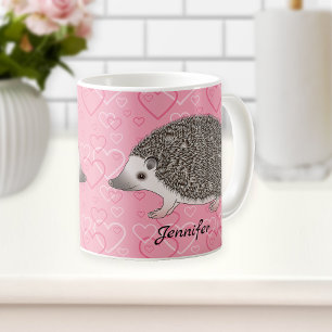 Afrikaanse Pygmy hedgel op roze hartpatroon Koffiemok