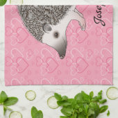 Afrikaanse Pygmy hedgel op roze hartpatroon Theedoek (Gevouwen)