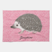 Afrikaanse Pygmy hedgel op roze hartpatroon Theedoek (Horizontaal)