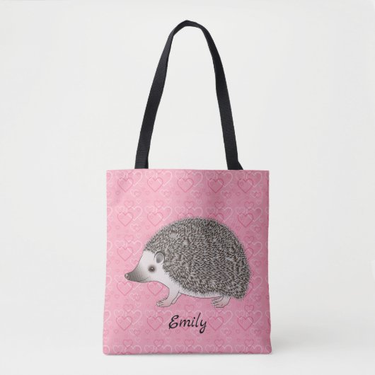 Afrikaanse Pygmy hedgel op roze hartpatroon Tote Bag (Voorkant)