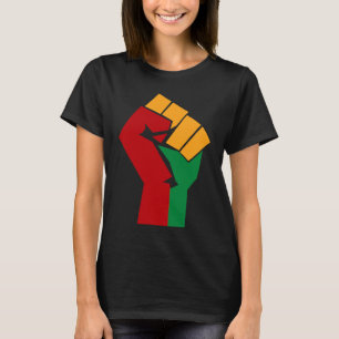 Afrikaanse rijzende hand eerste zwarte geschiedeni t-shirt