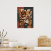 Afrikaanse ritmes: Abstracte maskerpatronen Poster (Keuken)