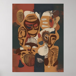 Afrikaanse ritmes: Abstracte maskerpatronen Poster