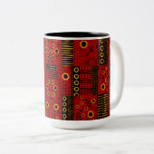 Afrikaanse Rode Zonnebund Tribale Patchwork Mok (Voorkant rechts)