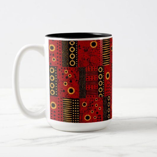 Afrikaanse Rode Zonnebund Tribale Patchwork Mok (Links)