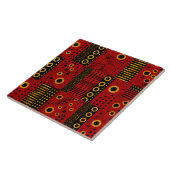 Afrikaanse Rode Zonneburst Stammen Patchwork Decor Tegeltje (Zijkant)