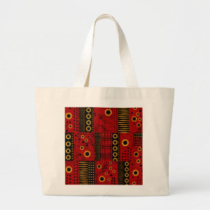 Afrikaanse Rode Zonneknal Patchwork Jumbo Boodscha Grote Tote Bag