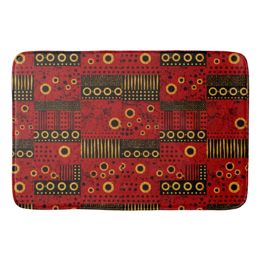 Afrikaanse Rode Zonneuitbarsting Tribale Patchwork Badmat (Voorkant)