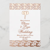 Afrikaanse Roos Gold Elephant Weddenschap geperst Folie Uitnodiging (Voorkant)