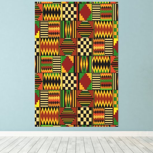 Afrikaanse Royal Kente Cloth Design Canvas Afdruk (Insitu (Houten vloer))