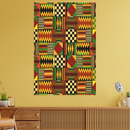 Afrikaanse Royal Kente Cloth Design Canvas Afdruk (Insitu (Woonkamer))