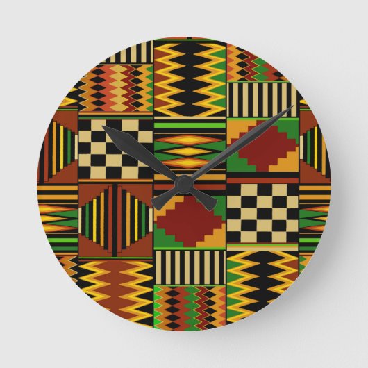Afrikaanse Royal Kente Cloth Design Ronde Klok (Voorkant)