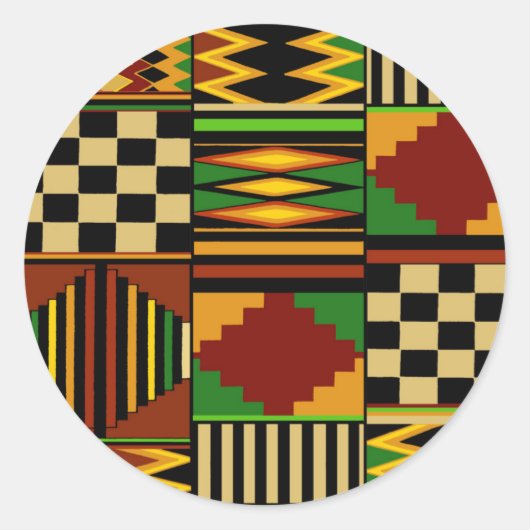 Afrikaanse Royal Kente Cloth Design Ronde Sticker (Voorkant)