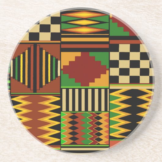 Afrikaanse Royal Kente Cloth Design Zandsteen Onderzetter (Voorkant)