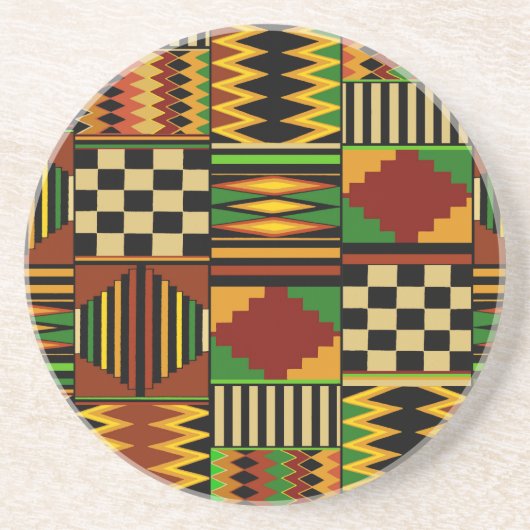 Afrikaanse Royal Kente Cloth Design Zandsteen Onderzetter (Voorkant)