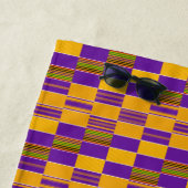 Afrikaanse Royal Paars Gold Kente Cloth Beach Towe Strandlaken (In situ)