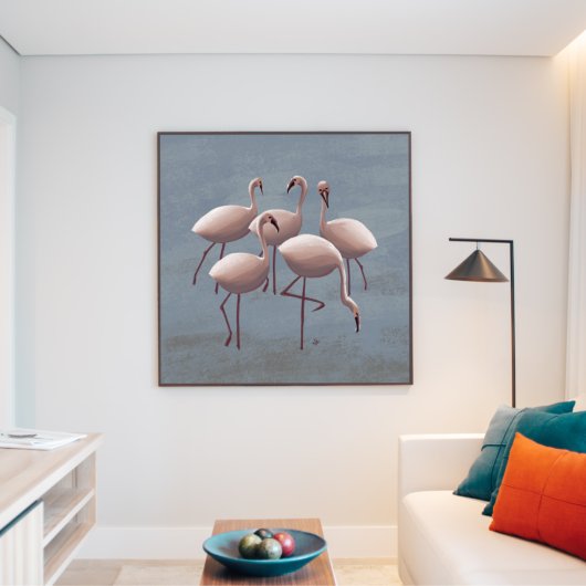 Afrikaanse roze flamingo's uit de Serengeti Canvas Afdruk