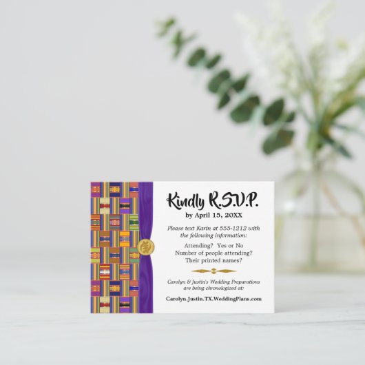 Afrikaanse RSVP Kente K45 Multicolor Informatiekaartje (Staand voorkant)