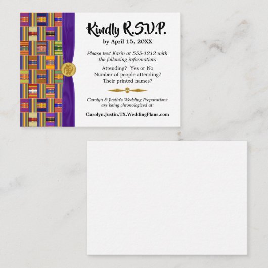 Afrikaanse RSVP Kente K45 Multicolor Informatiekaartje (Voorkant / Achterkant)