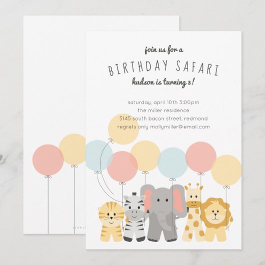 Afrikaanse Safari Birthday Uitnodiging (Voorkant / Achterkant)