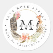 Afrikaanse Safari | Boho Botanisch Retouradres Ronde Sticker (Voorkant)