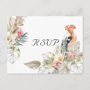 Afrikaanse Safari Boho Botanische Bruiloft RSVP Uitnodiging Briefkaart