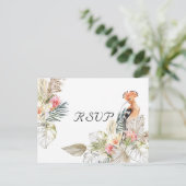 Afrikaanse Safari Boho Botanische Bruiloft RSVP Uitnodiging Briefkaart (Staand voorkant)