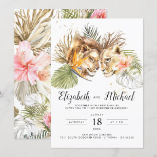 Afrikaanse Safari Boho Botanische bruiloft uitnodi Kaart